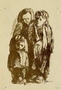 autolithography Children of Auschwitz, 1945